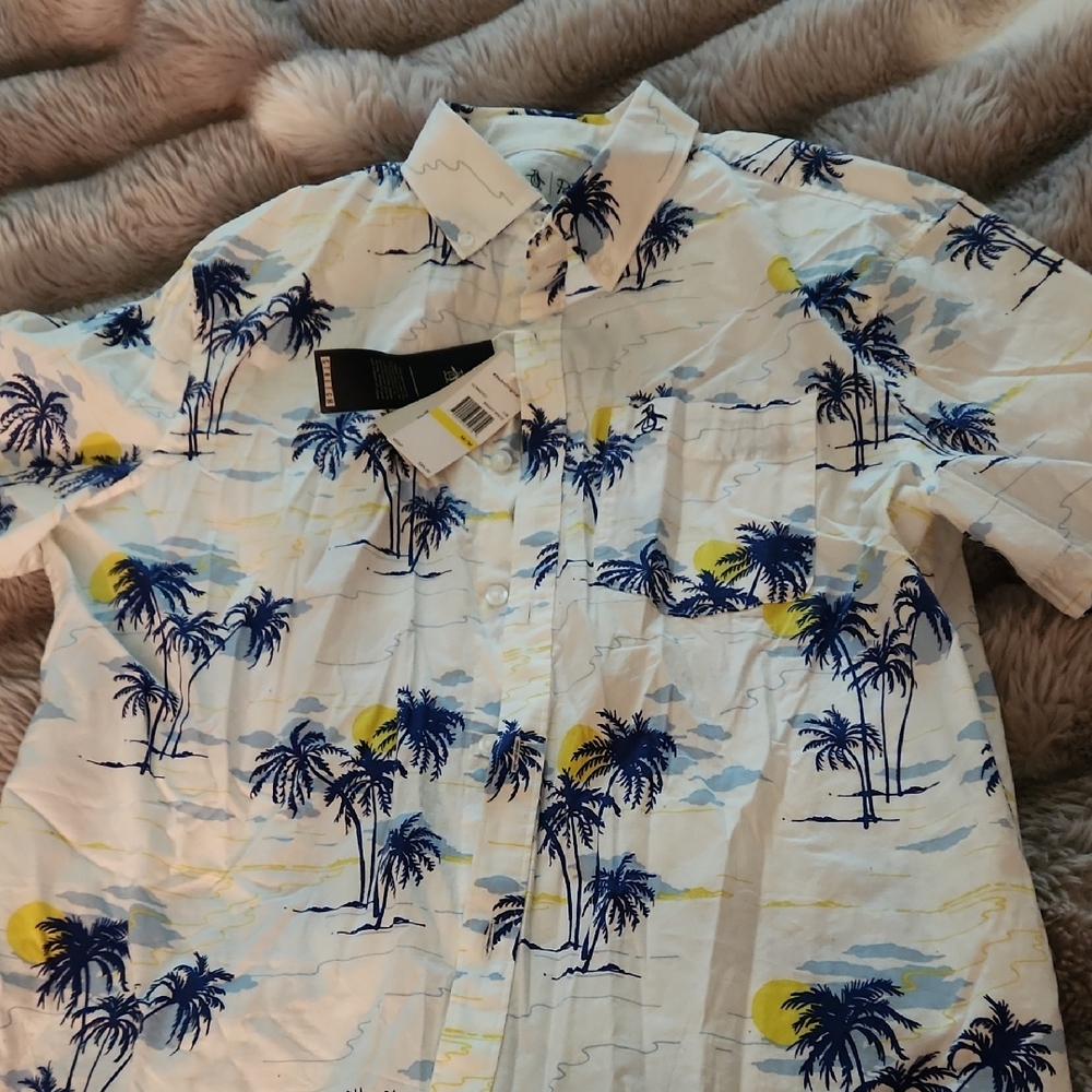 White and Blue Casual Button Down Shirt
